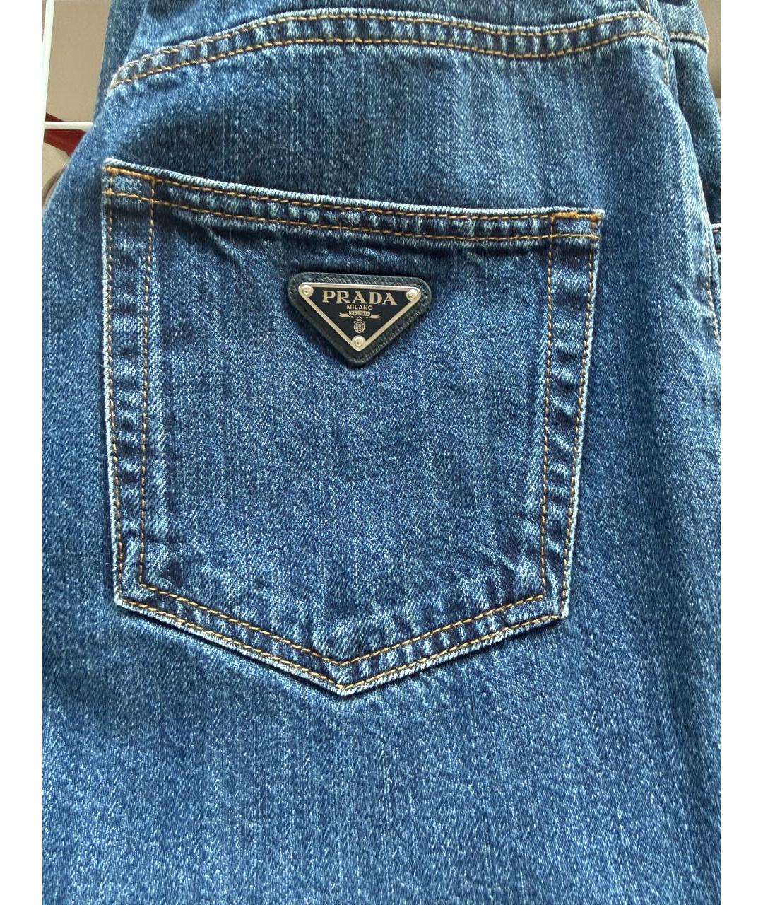 PRADA Темно-синие хлопковые джинсы слим, фото 3