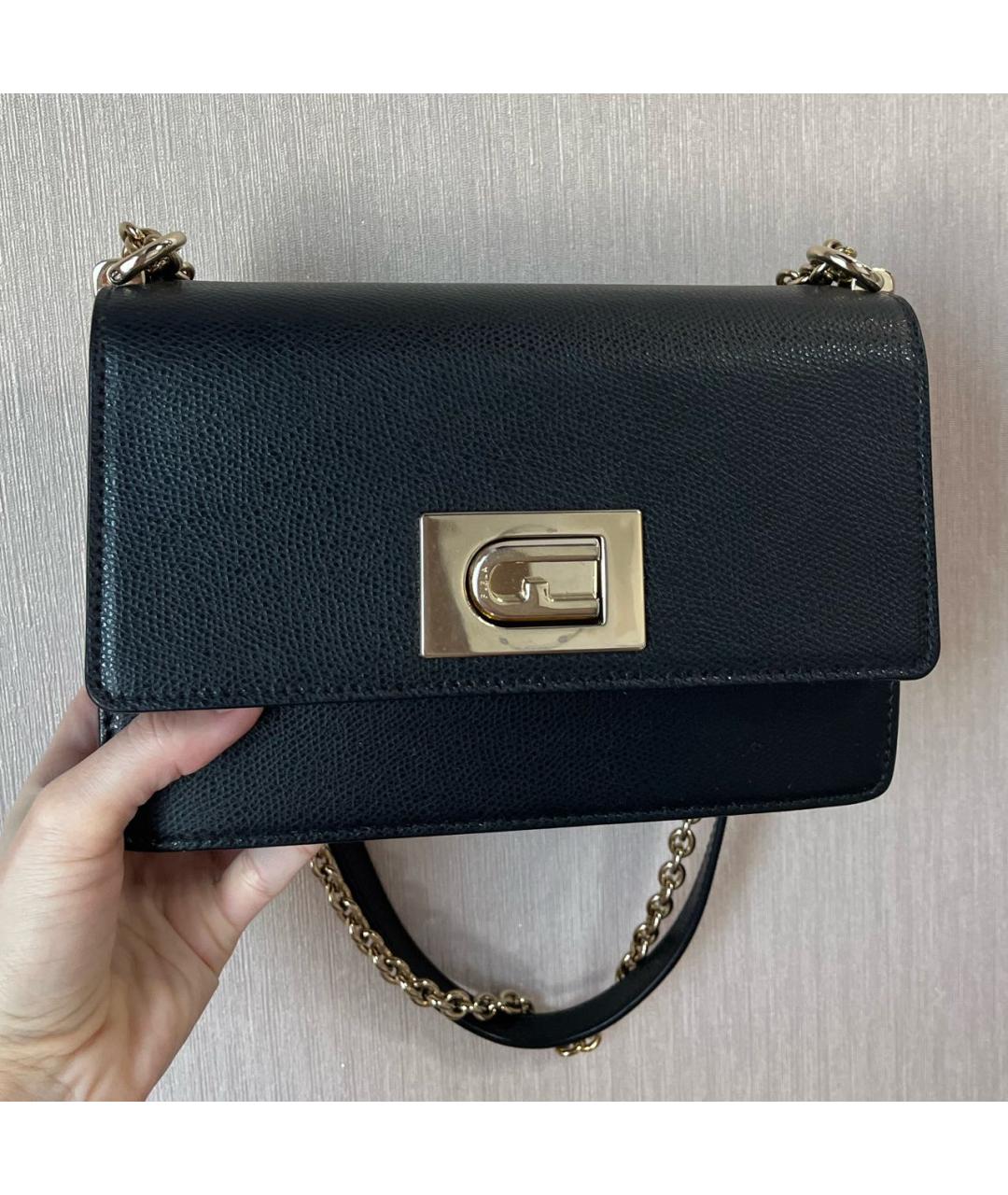 FURLA Черная кожаная сумка через плечо, фото 9