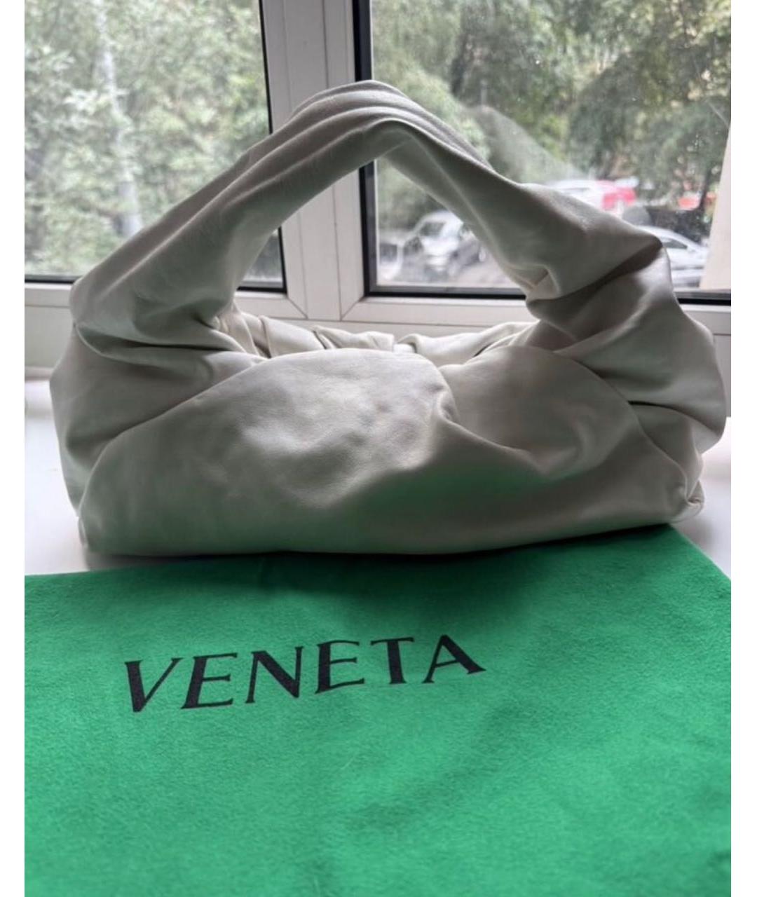 BOTTEGA VENETA Белая кожаная сумка с короткими ручками, фото 8