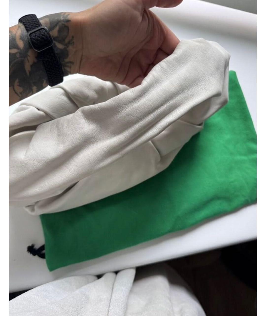 BOTTEGA VENETA Белая кожаная сумка с короткими ручками, фото 4