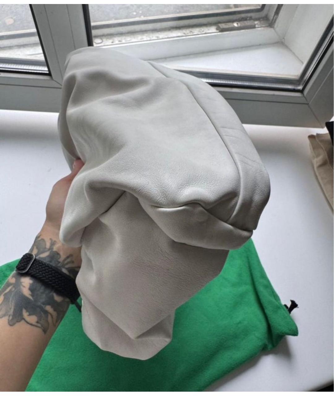 BOTTEGA VENETA Белая кожаная сумка с короткими ручками, фото 7