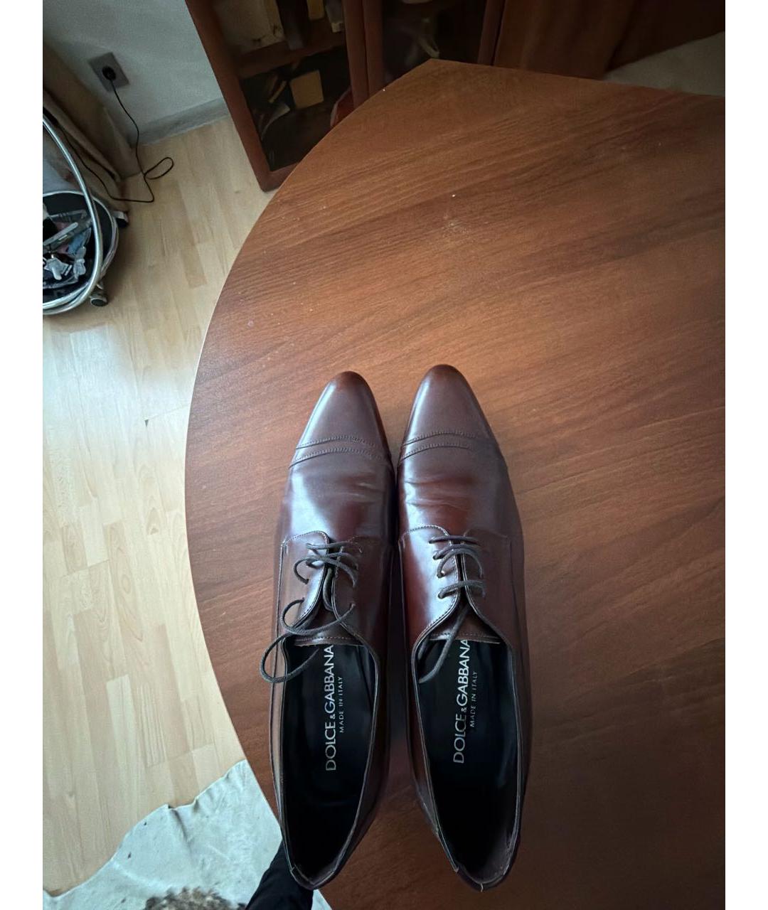 DOLCE&GABBANA Коричневые кожаные туфли, фото 3