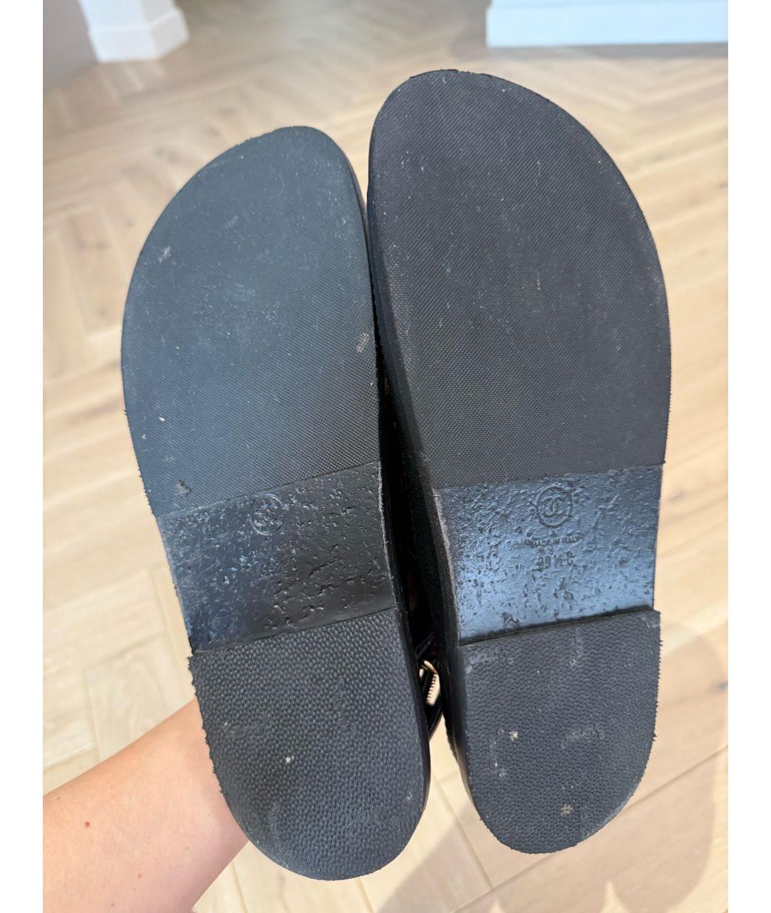 CHANEL Черные кожаные босоножки, фото 6