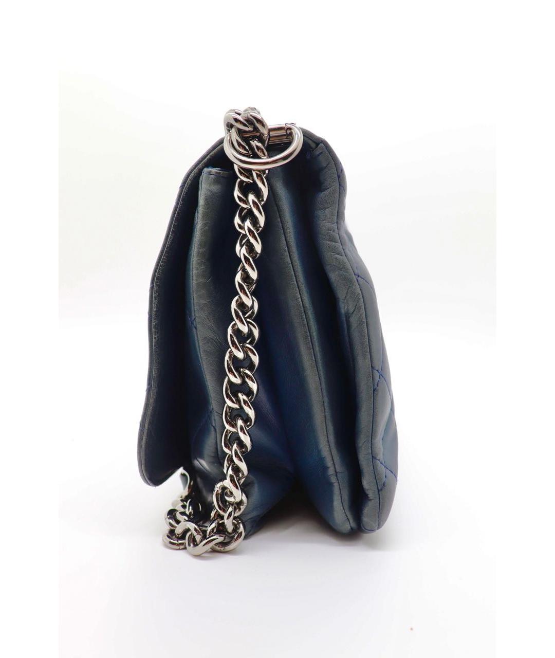 CHANEL Темно-синяя кожаная сумка через плечо, фото 4