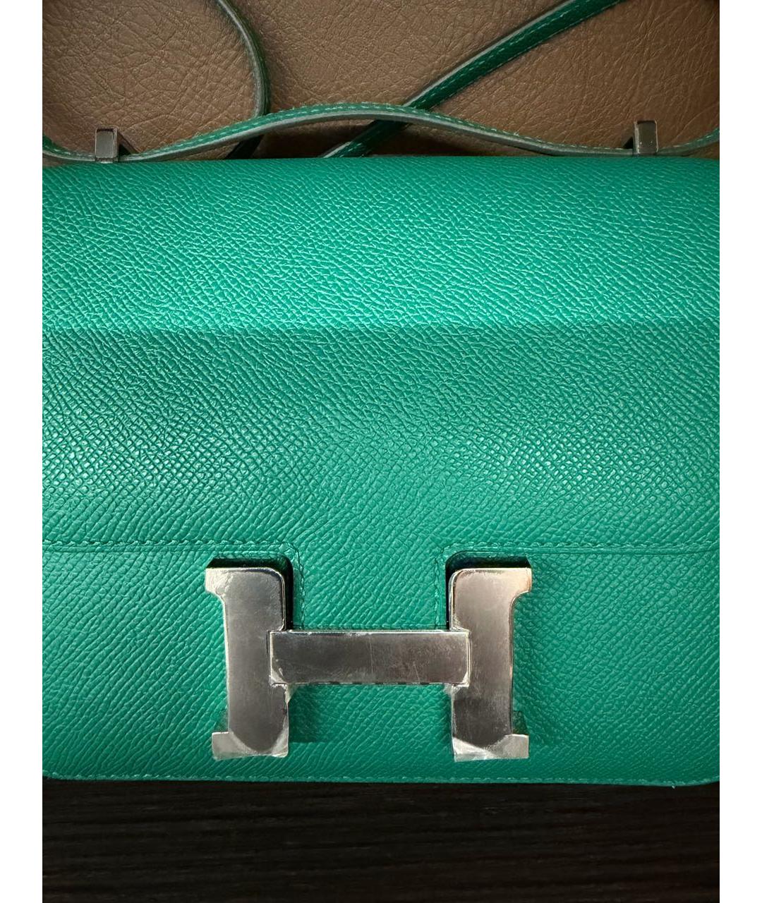 HERMES Зеленая кожаная сумка через плечо, фото 7