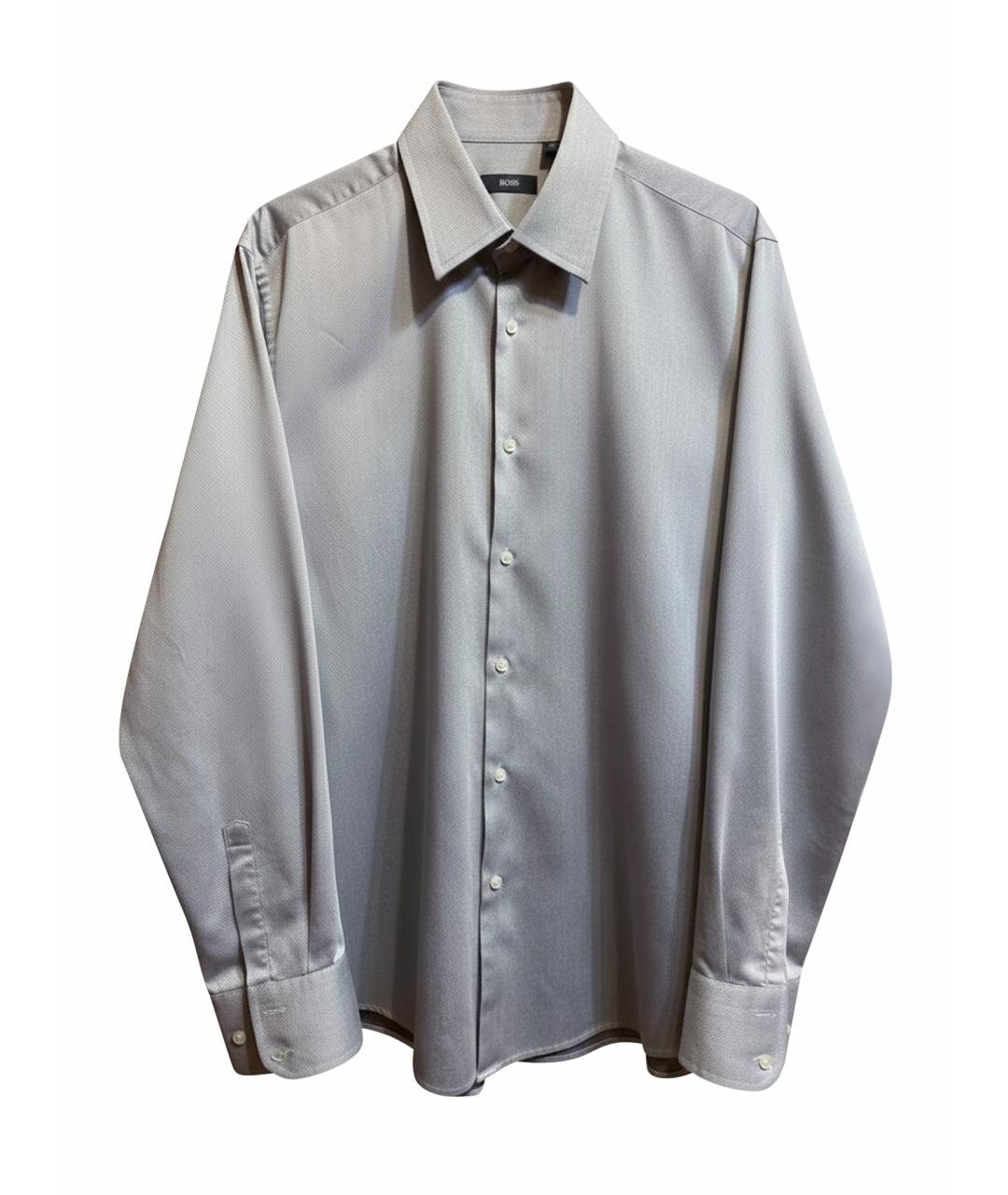 HUGO BOSS Серая хлопковая классическая рубашка, фото 1