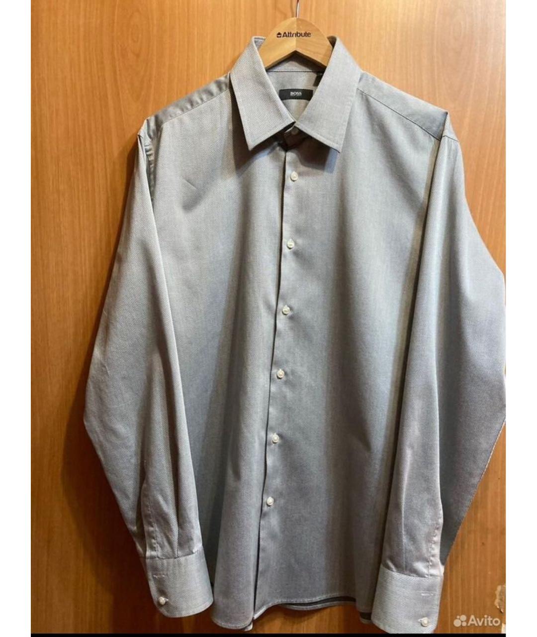 HUGO BOSS Серая хлопковая классическая рубашка, фото 4