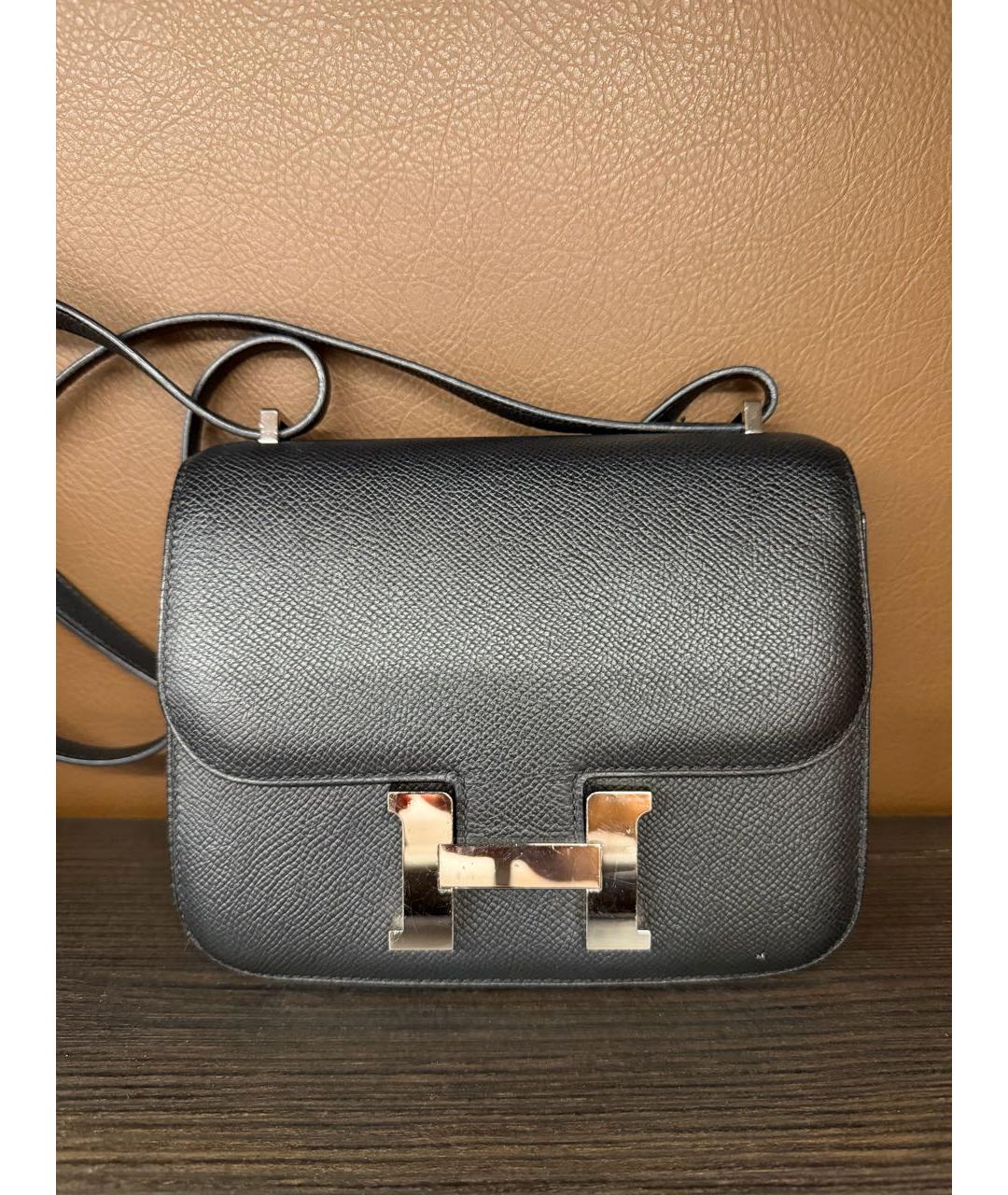 HERMES Черная кожаная сумка через плечо, фото 9
