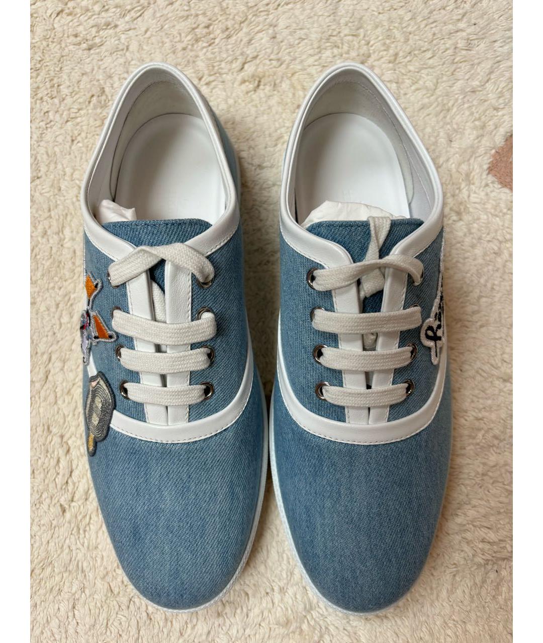 HERMES Голубые текстильные кеды, фото 2