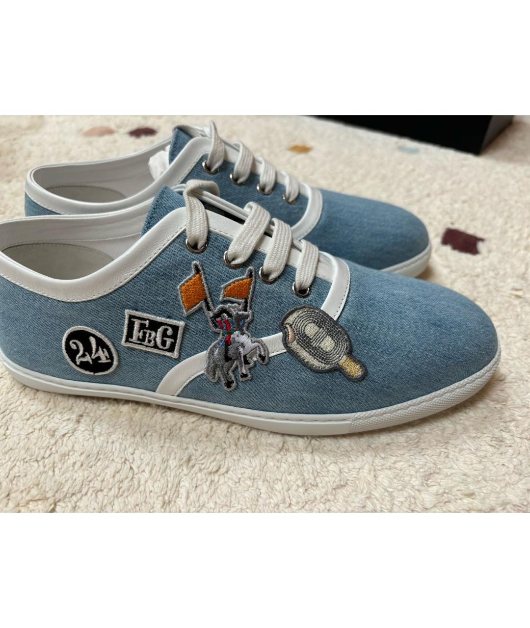 HERMES Голубые текстильные кеды, фото 4