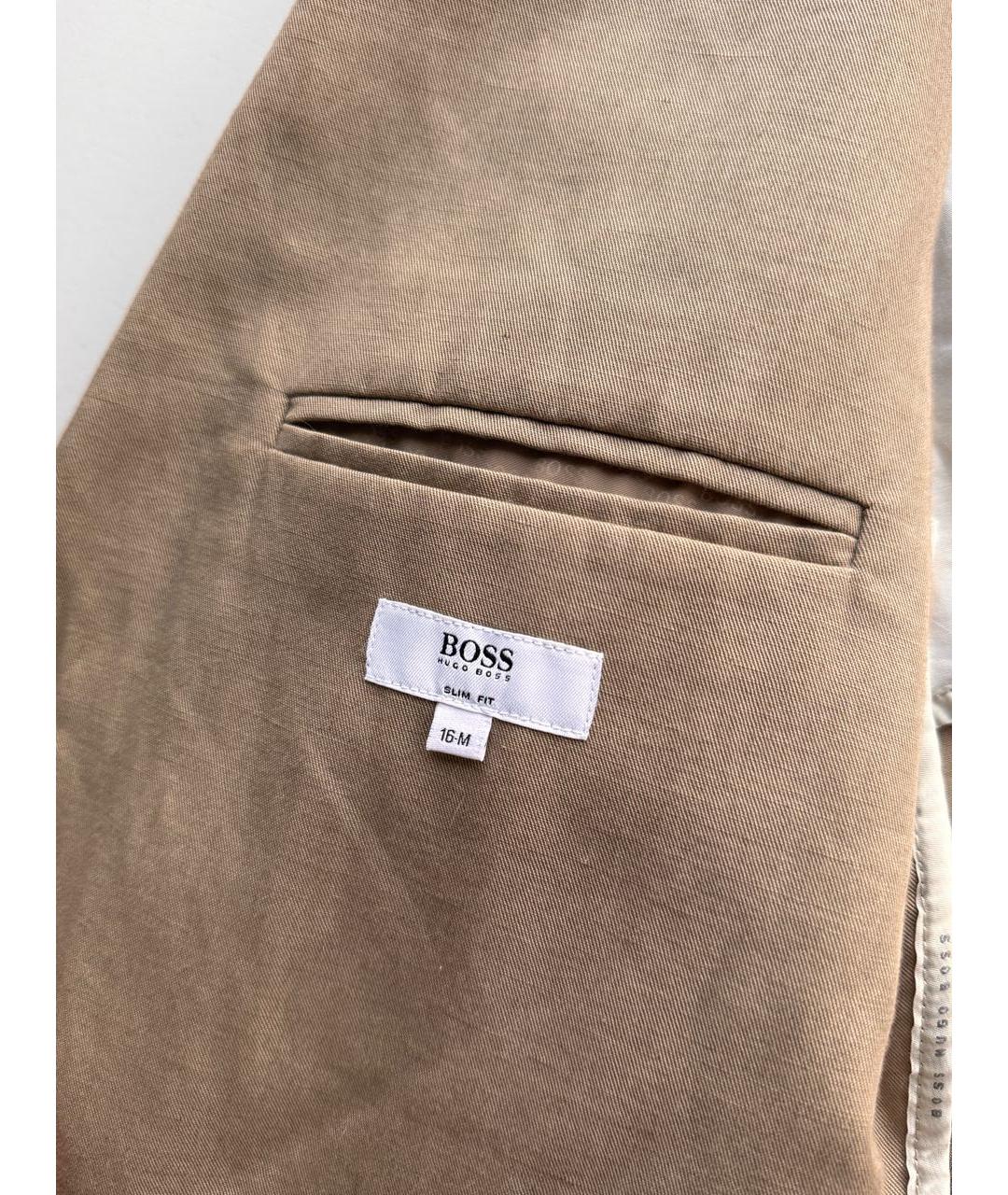 HUGO BOSS Бежевый льняной пиджак, фото 5