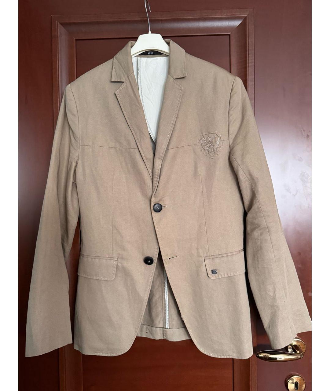 HUGO BOSS Бежевый льняной пиджак, фото 9