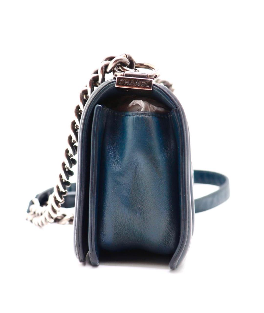 CHANEL Синяя кожаная сумка через плечо, фото 4