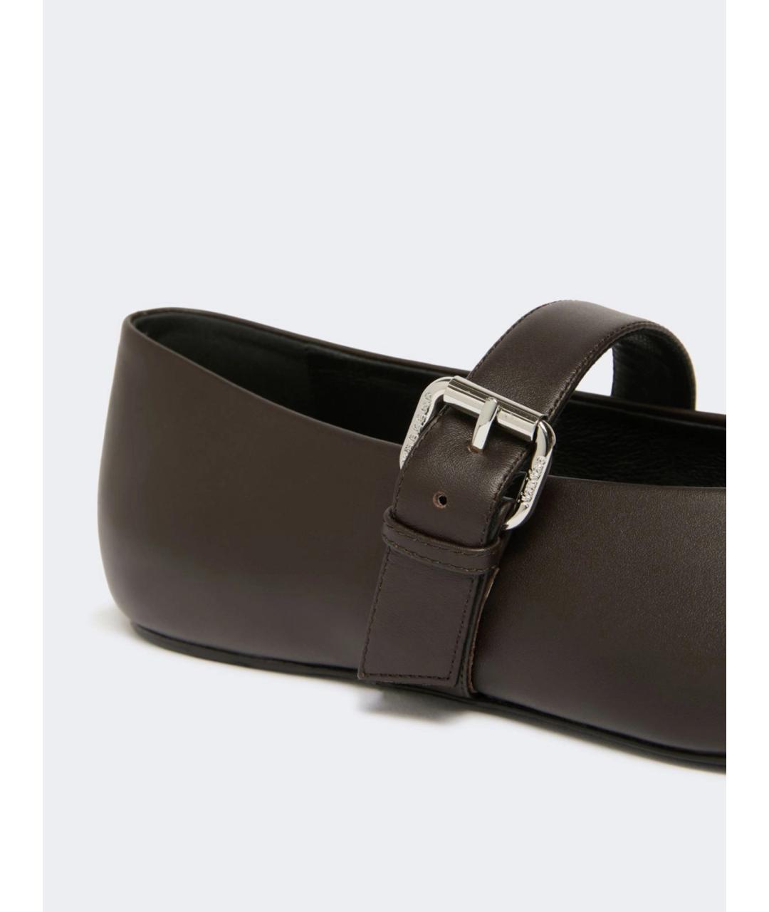 WEEKEND MAX MARA Коричневые кожаные балетки, фото 5