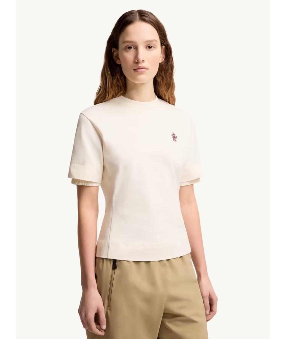 MONCLER Бежевая хлопковая футболка, фото 2