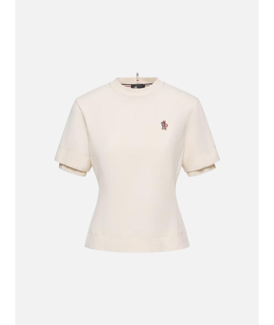 MONCLER Бежевая хлопковая футболка, фото 4