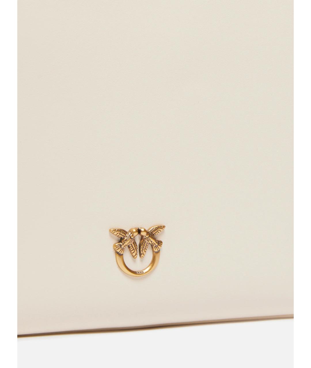 PINKO Бежевая кожаная сумка через плечо, фото 4