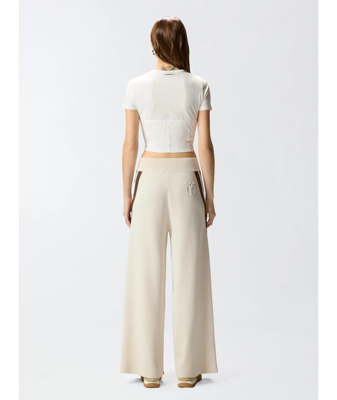 PINKO Бежевые вискозные брюки широкие, фото 4