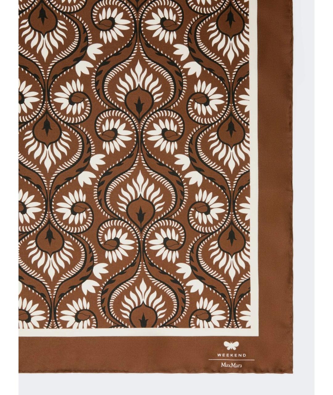WEEKEND MAX MARA Коричневый шелковый платок, фото 3