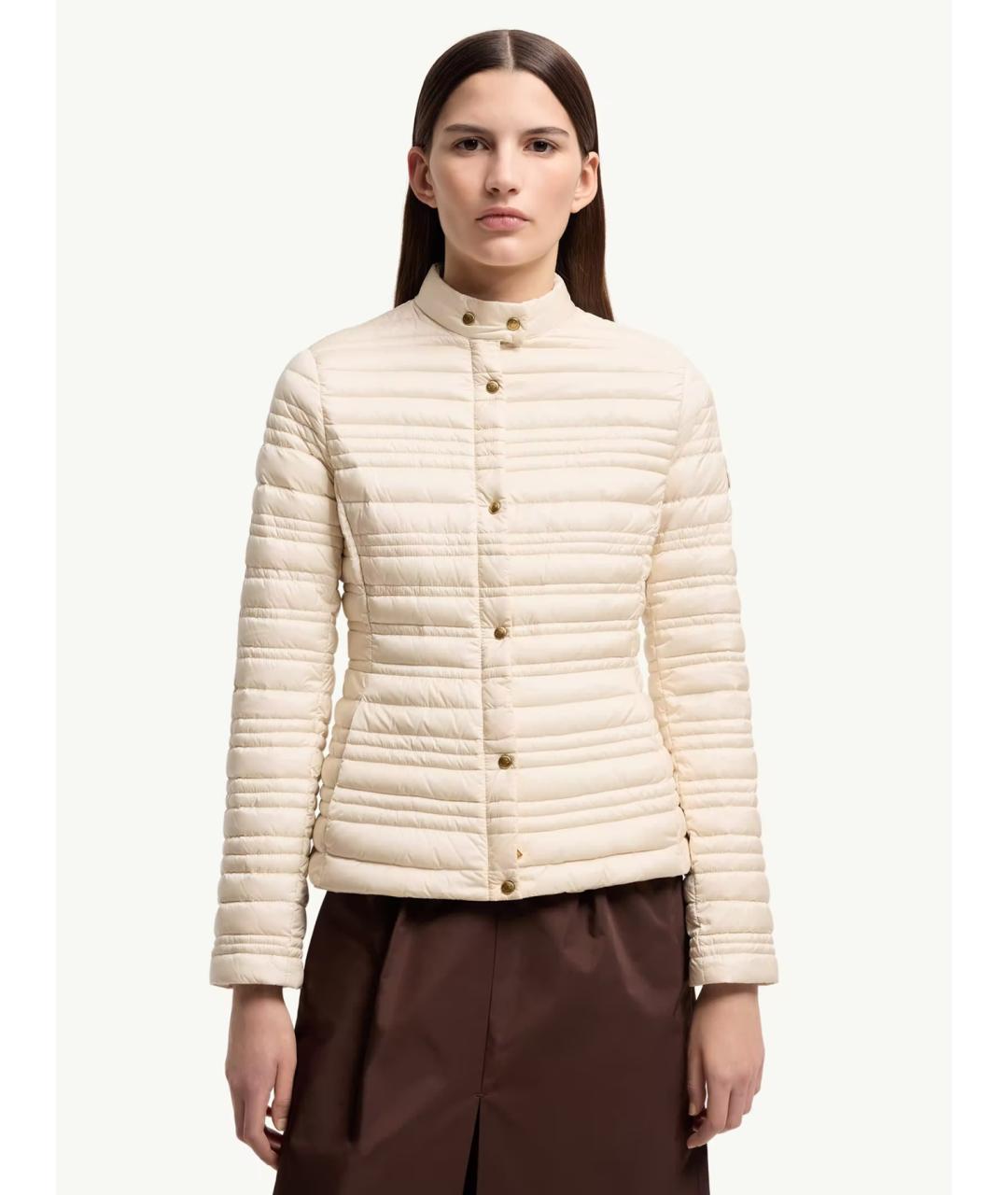 MONCLER Бежевый полиамидовый пуховик, фото 2