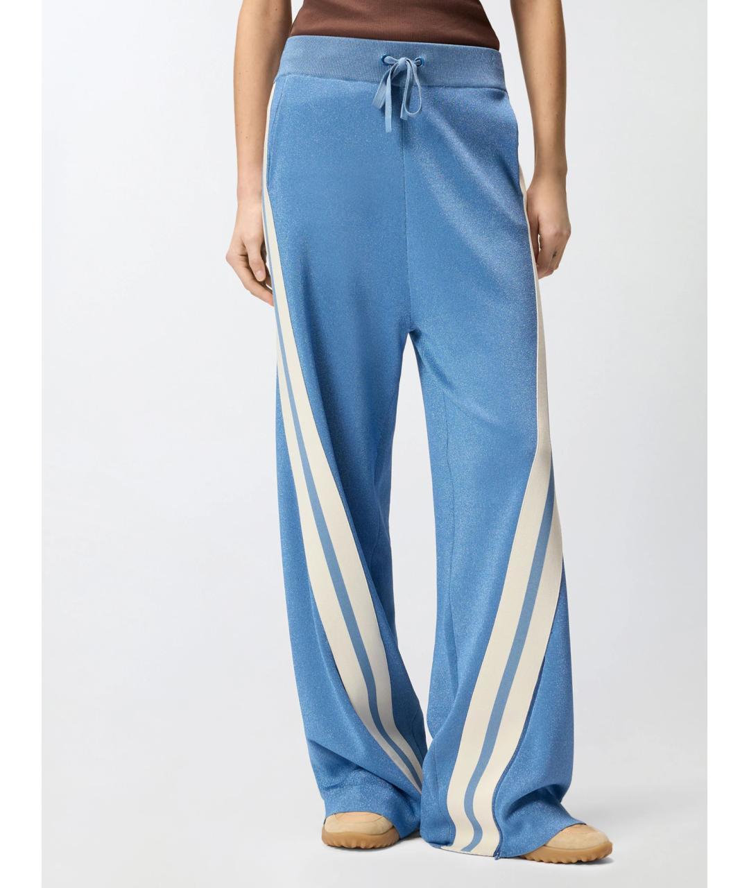PINKO Голубые вискозные брюки широкие, фото 3