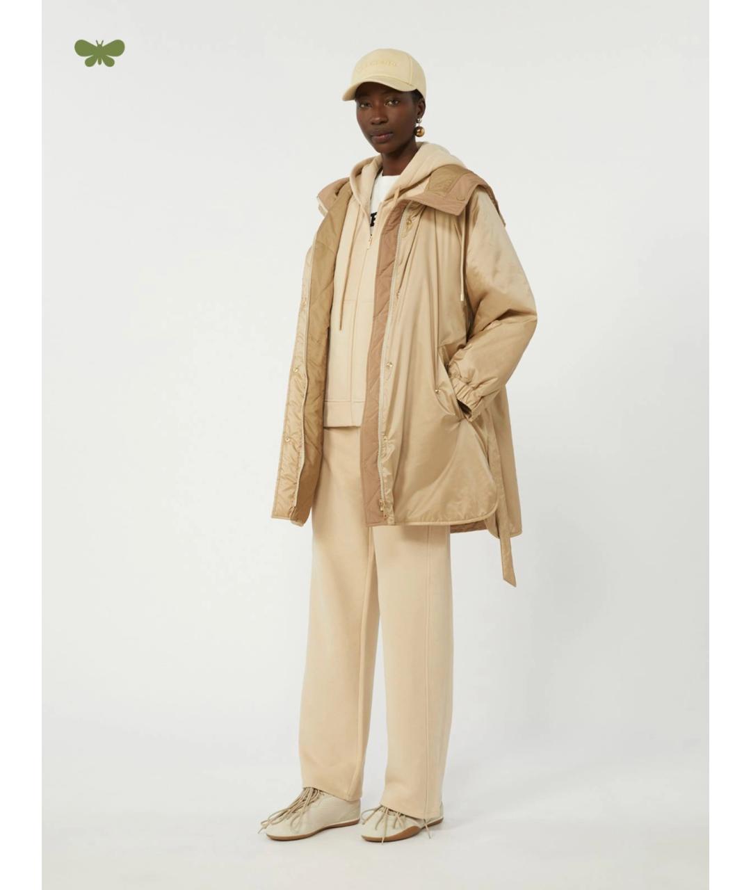 WEEKEND MAX MARA Бежевые хлопковые прямые брюки, фото 2