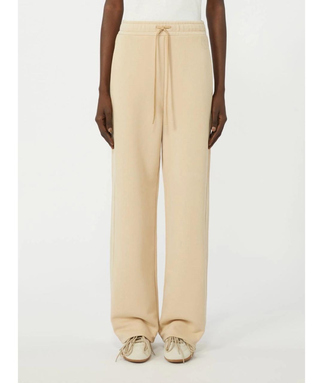 WEEKEND MAX MARA Бежевые хлопковые прямые брюки, фото 3