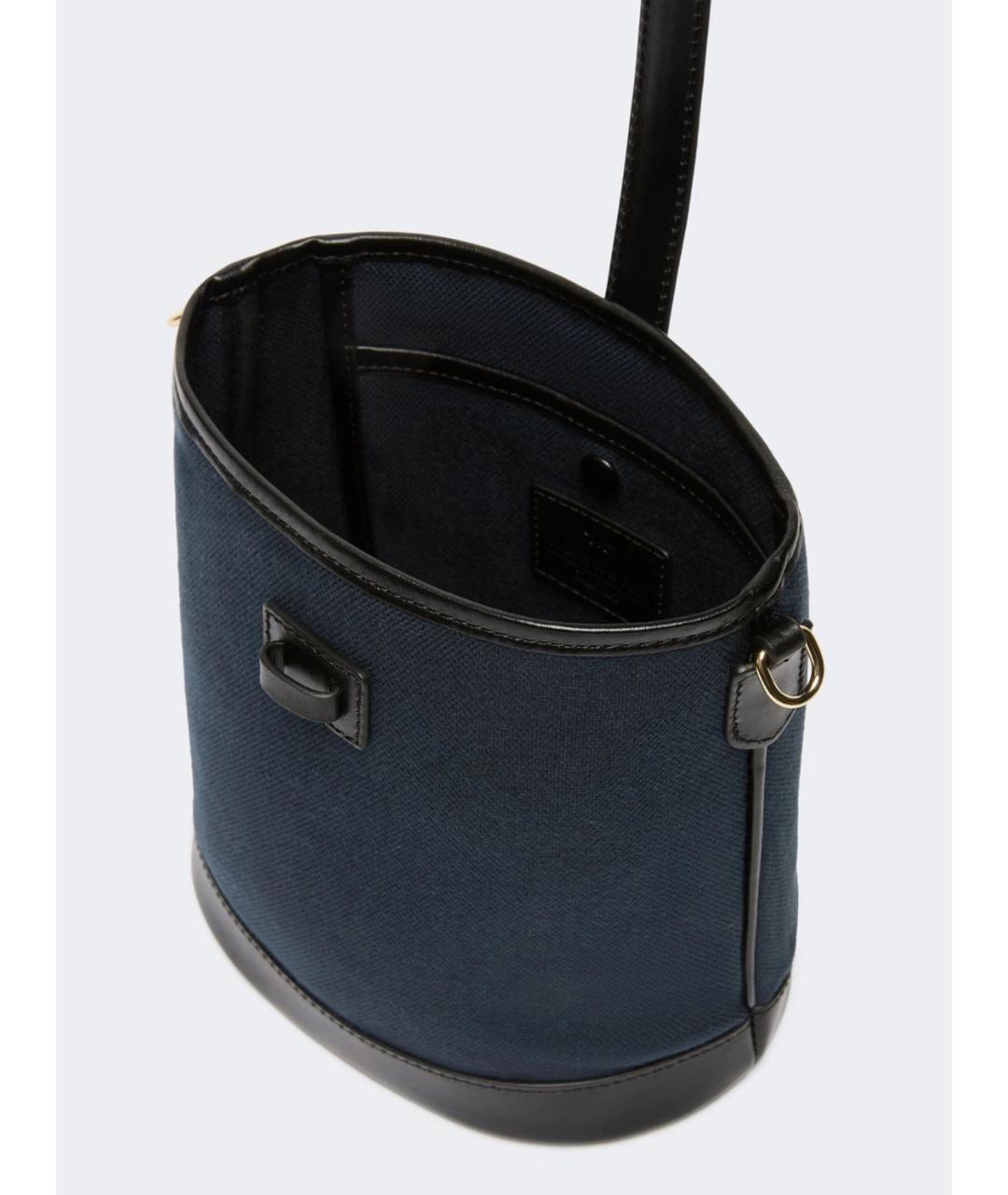 WEEKEND MAX MARA Темно-синяя хлопковая сумка тоут, фото 5