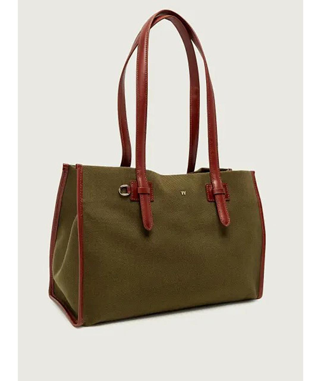 WEEKEND MAX MARA Зеленая хлопковая сумка тоут, фото 5