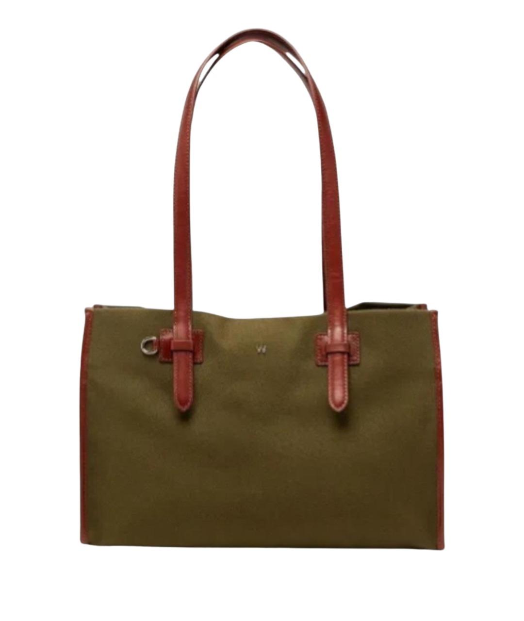 WEEKEND MAX MARA Зеленая хлопковая сумка тоут, фото 1