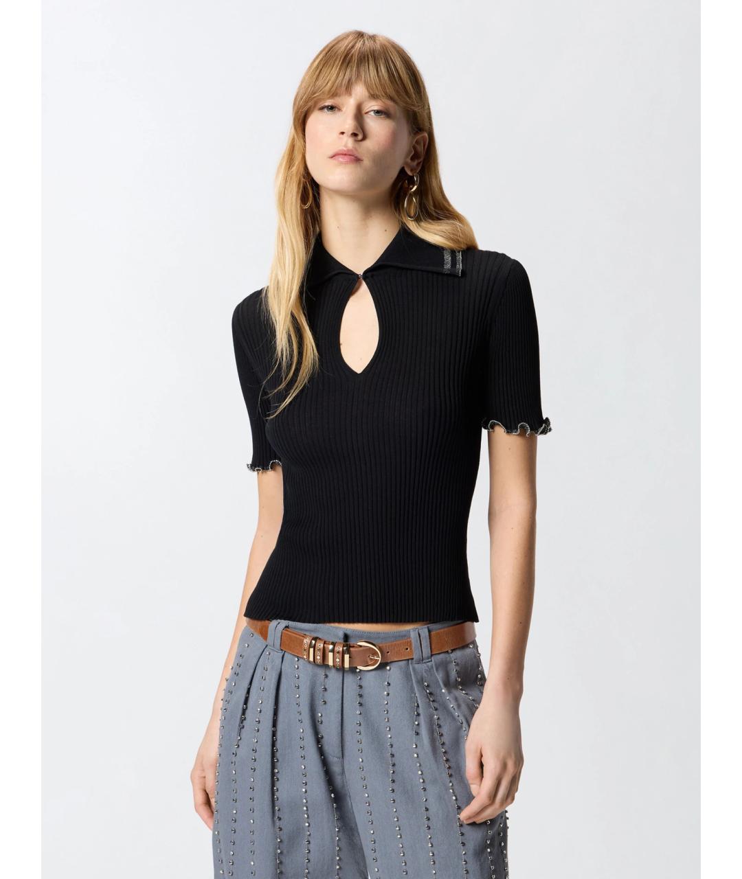 PINKO Черная хлопковая футболка, фото 3