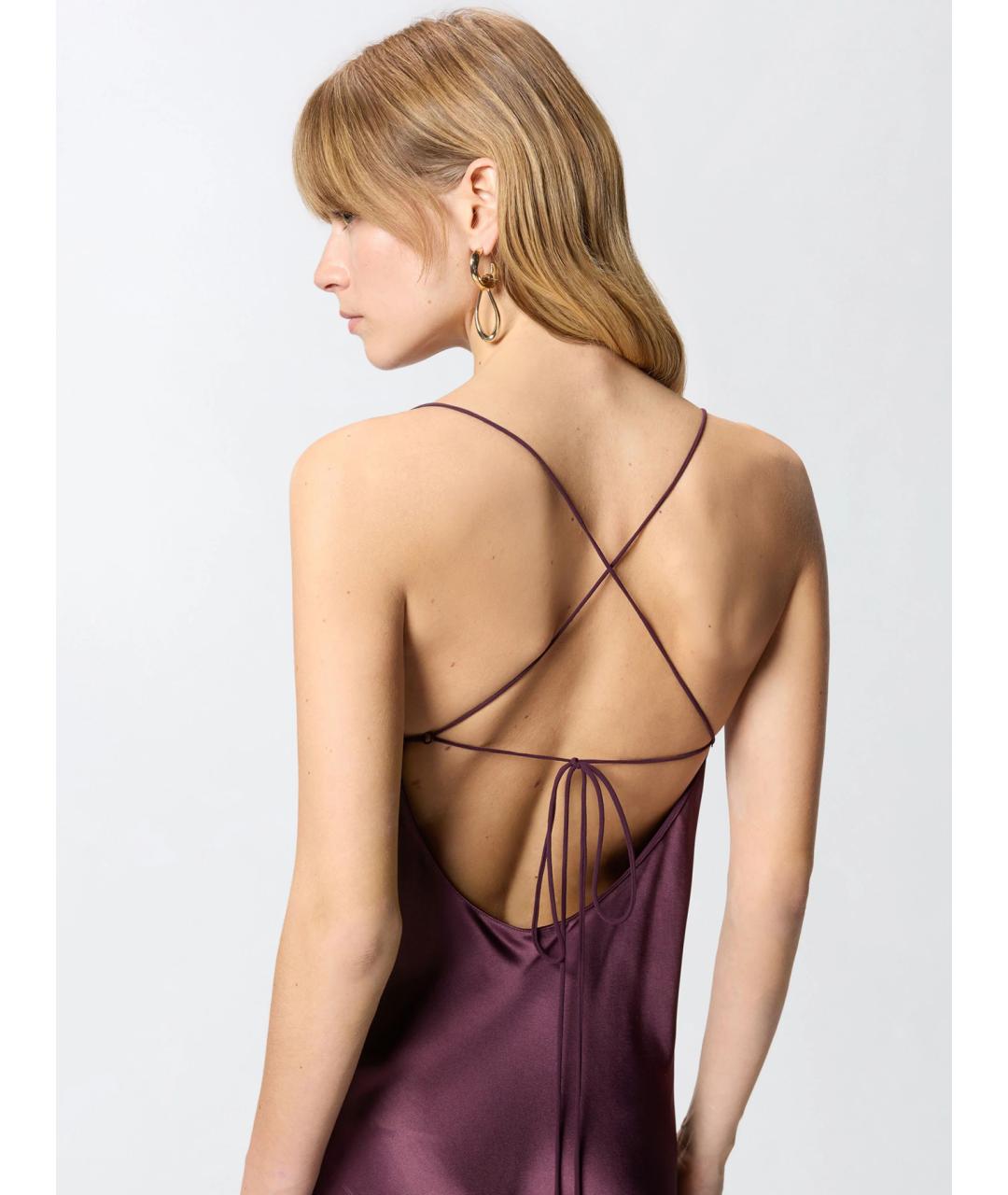 PINKO Бордовое ацетатное вечернее платье, фото 5