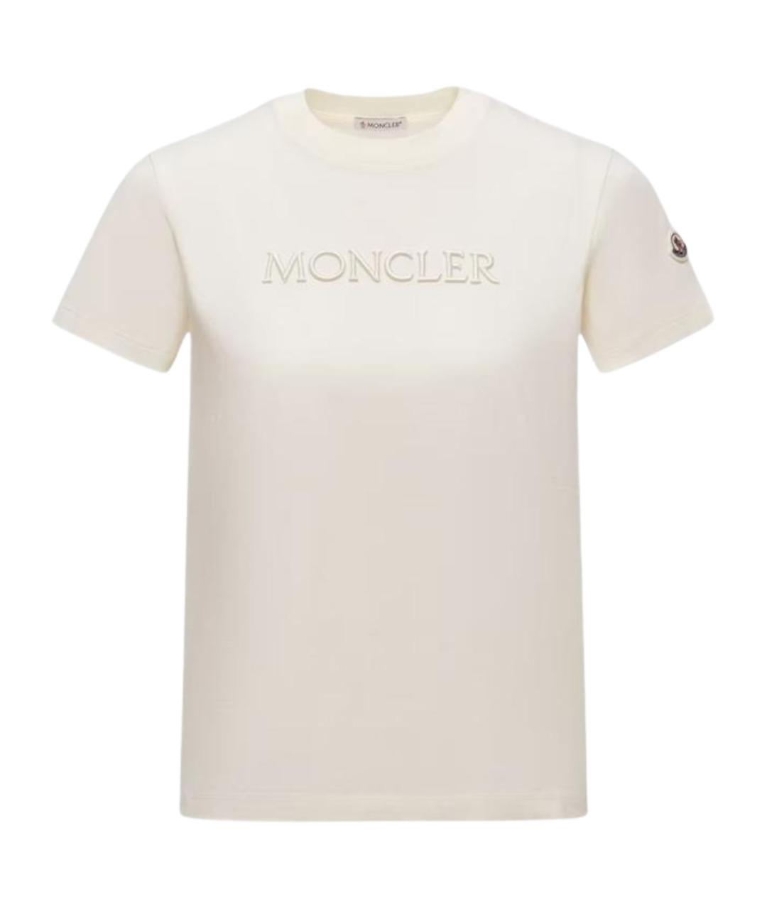 MONCLER Бежевая хлопковая футболка, фото 1