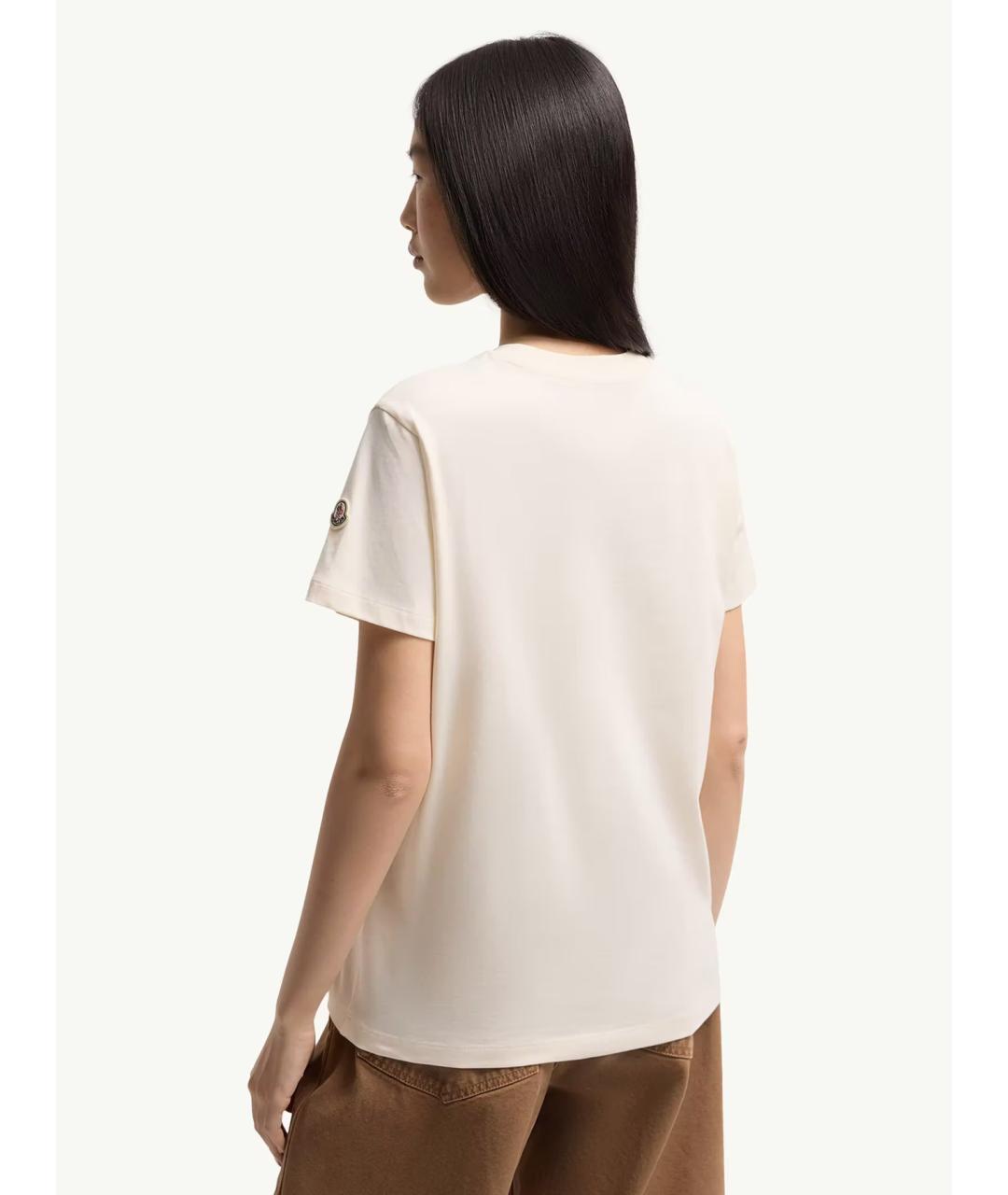 MONCLER Бежевая хлопковая футболка, фото 4