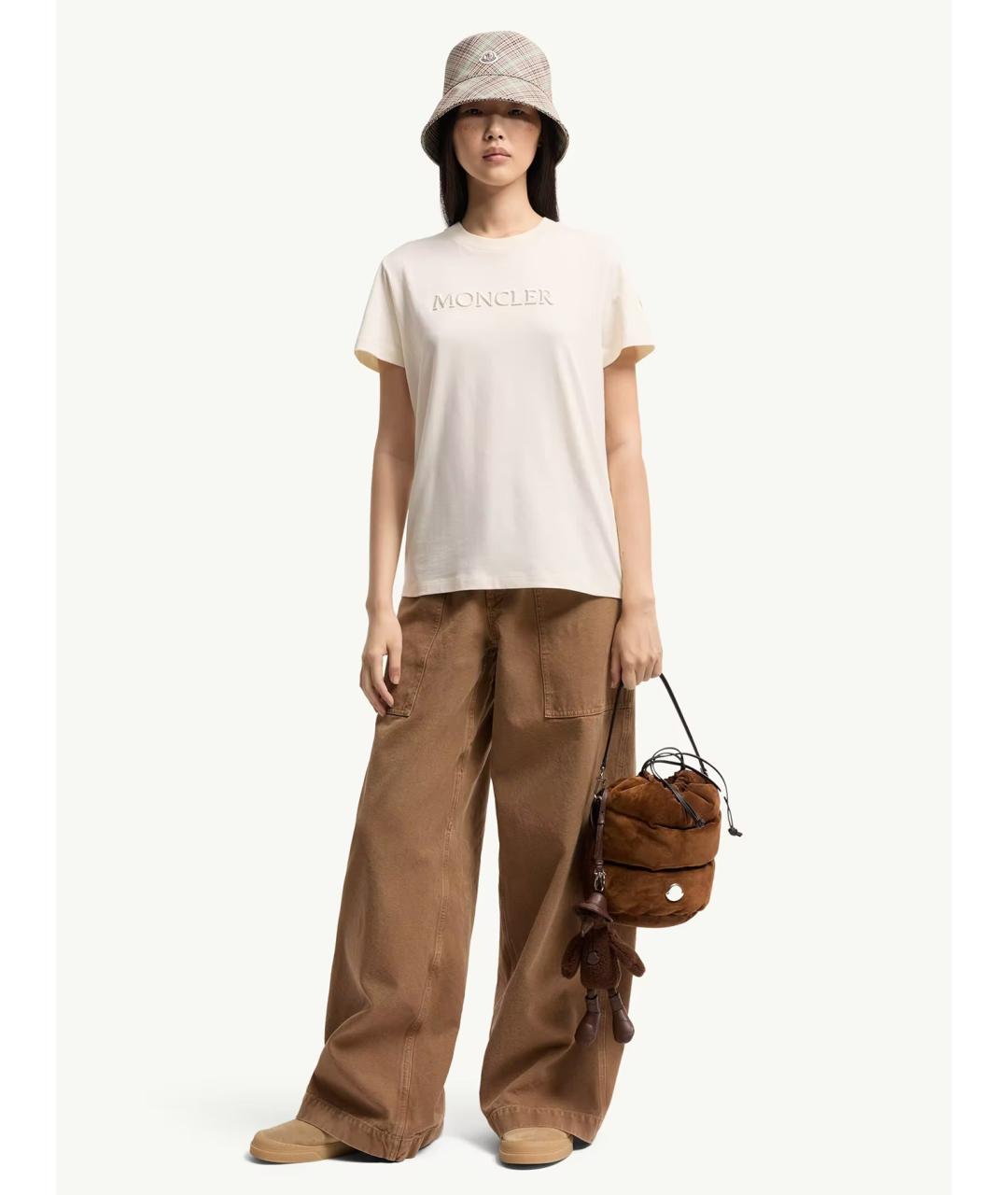 MONCLER Бежевая хлопковая футболка, фото 2