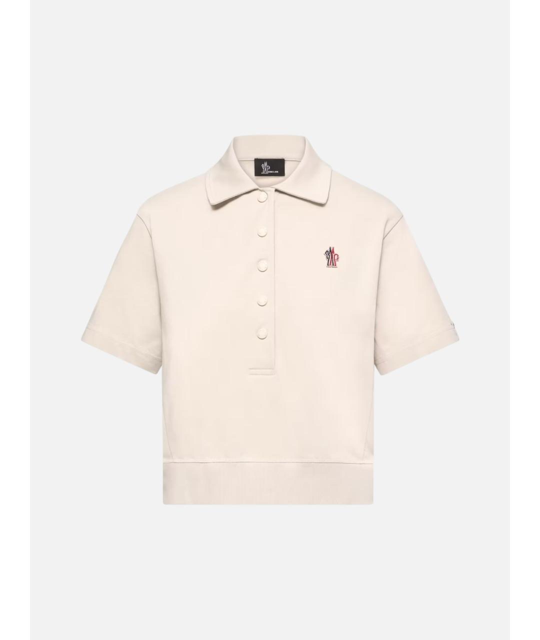 MONCLER Бежевая хлопковая футболка, фото 4