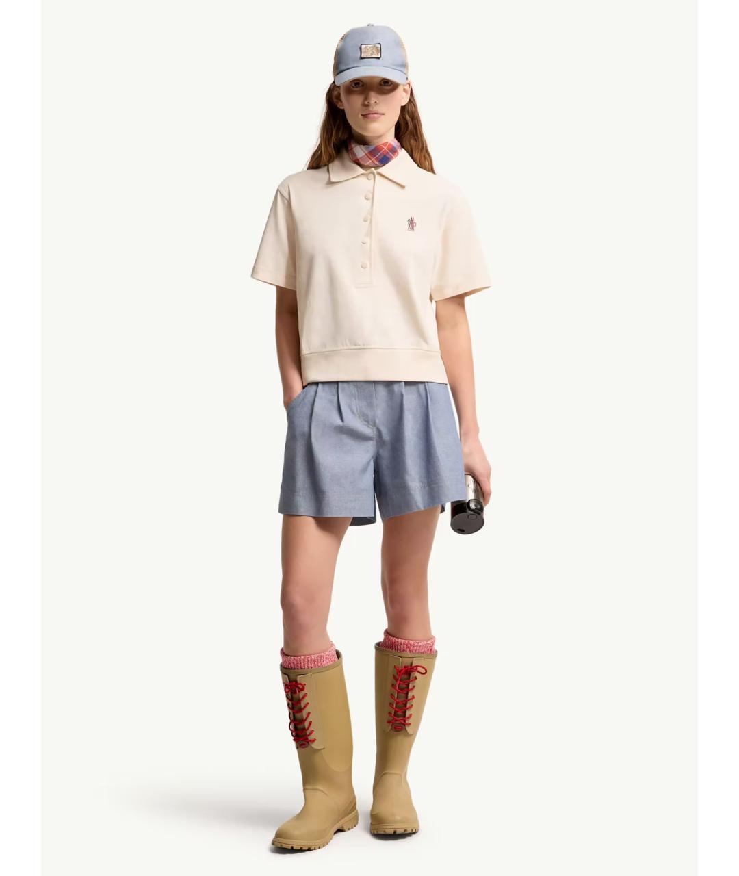 MONCLER Бежевая хлопковая футболка, фото 2