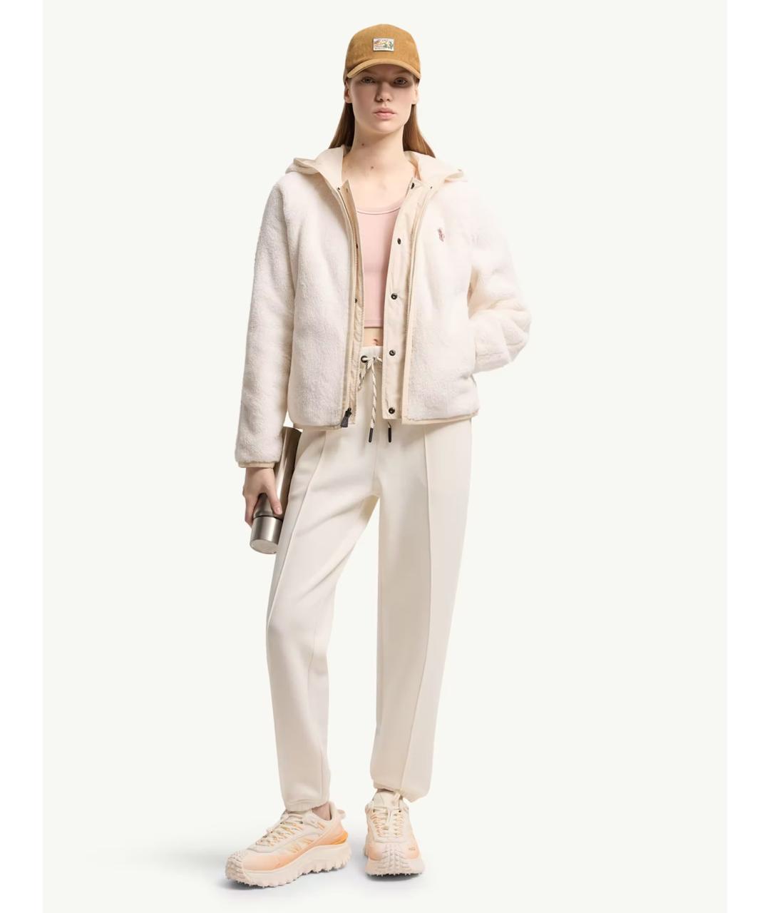 MONCLER Белые полиэстеровые спортивные брюки и шорты, фото 2