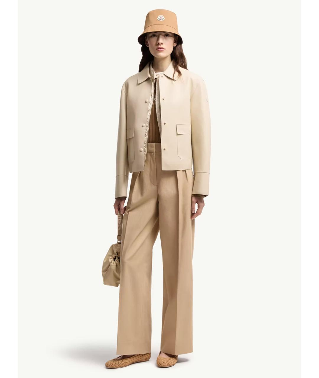 MONCLER Бежевые хлопковые брюки широкие, фото 3