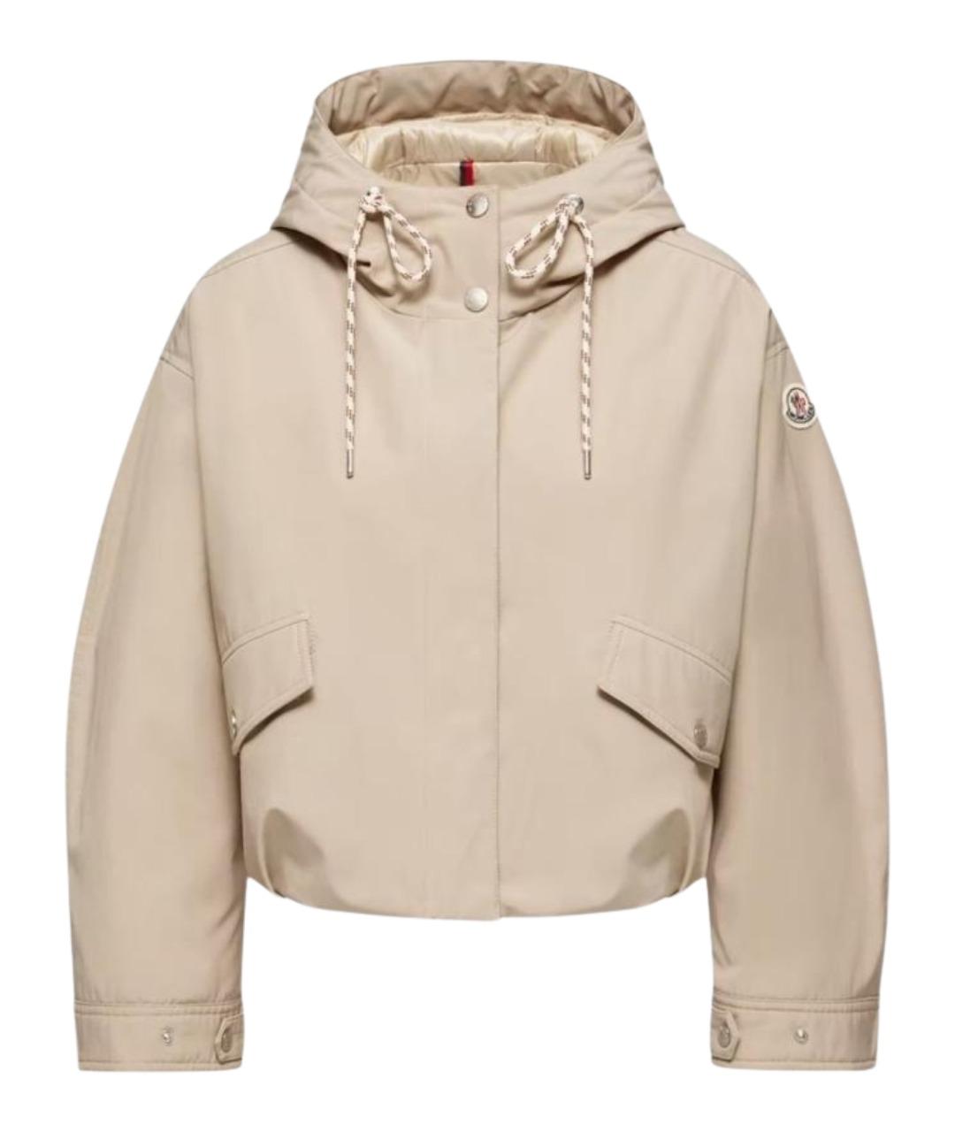 MONCLER Бежевый полиэстеровый пуховик, фото 1