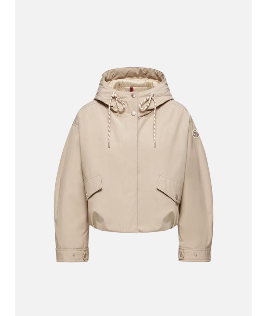 MONCLER Бежевый полиэстеровый пуховик, фото 5