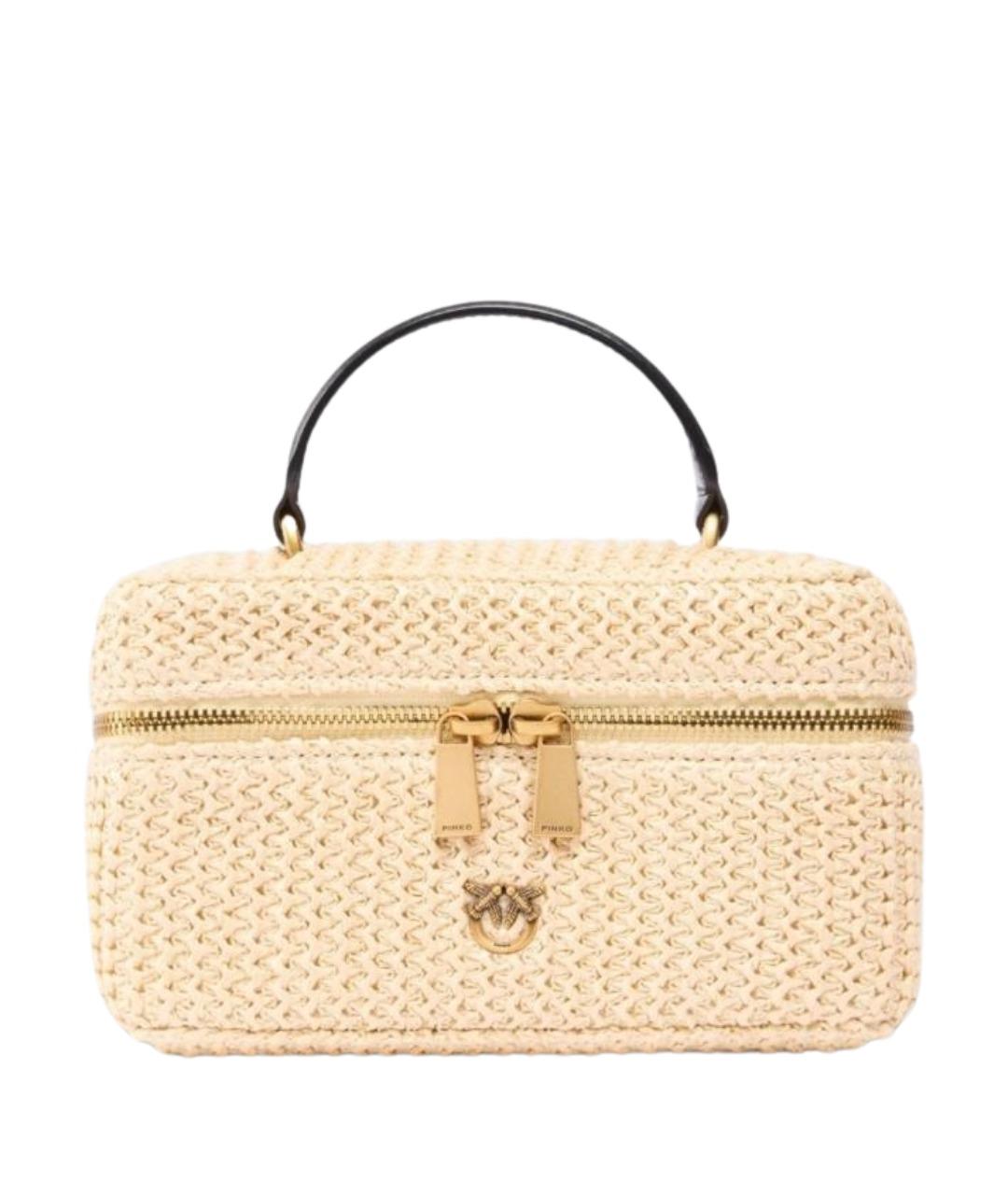 PINKO Бежевая пелетеная сумка через плечо, фото 1