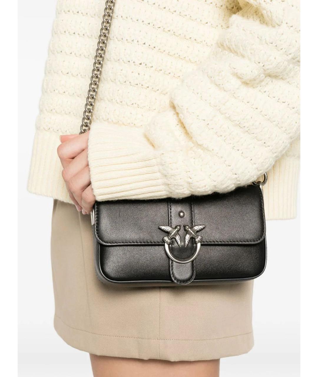 PINKO Черная кожаная сумка через плечо, фото 2