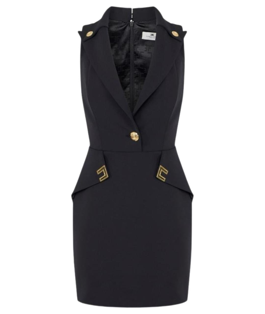 ELISABETTA FRANCHI Черное полиэстеровое коктейльное платье, фото 1
