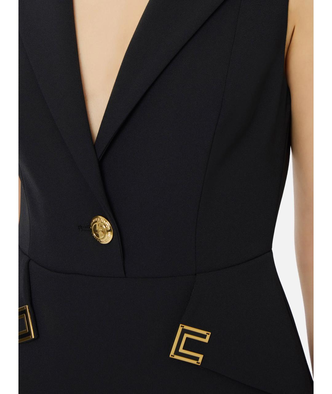 ELISABETTA FRANCHI Черное полиэстеровое коктейльное платье, фото 4