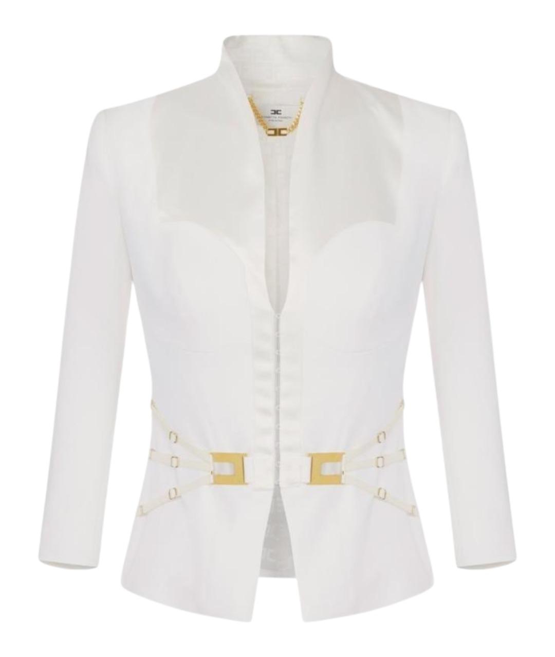 ELISABETTA FRANCHI Белый полиэстеровый жакет/пиджак, фото 1
