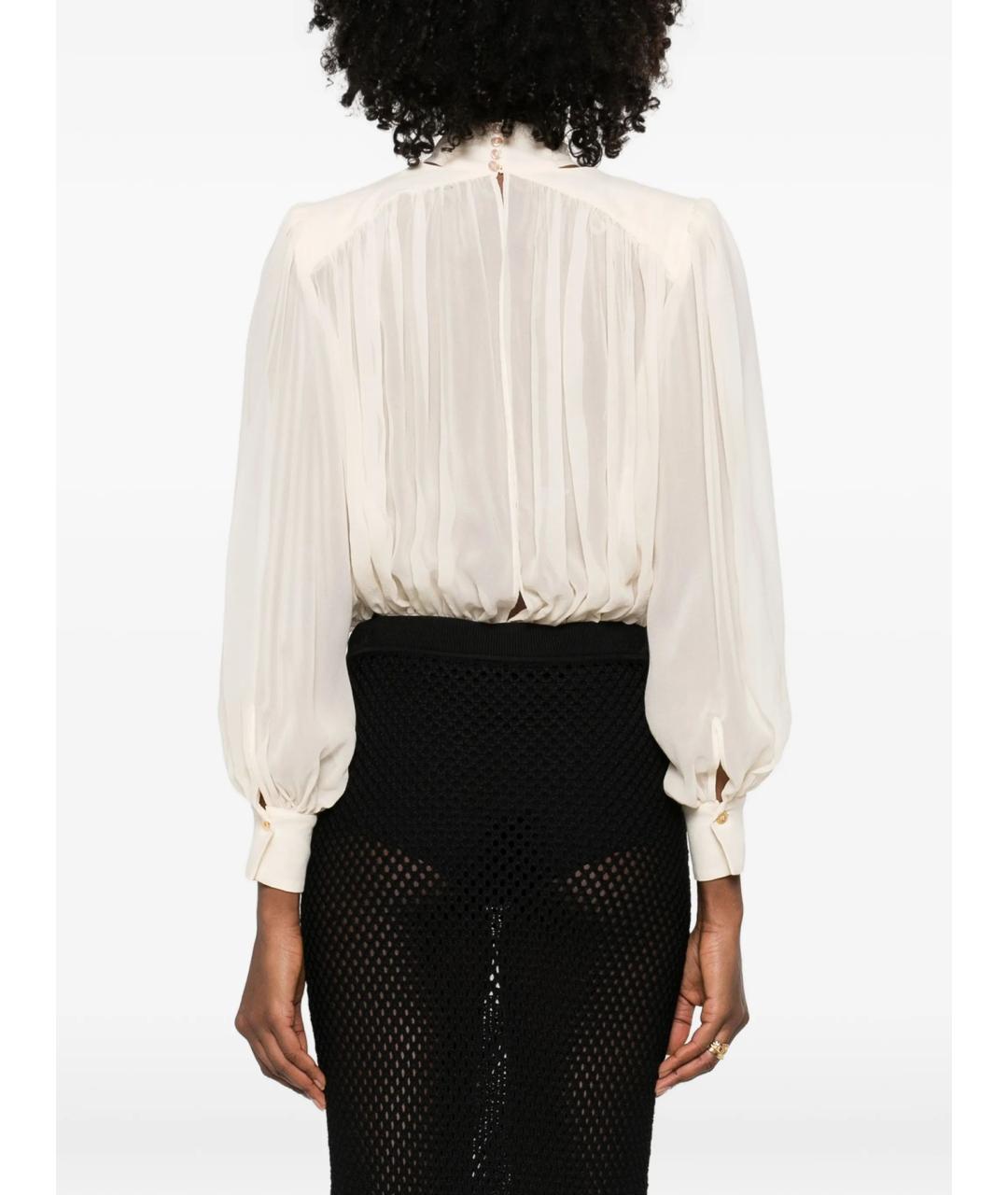ELISABETTA FRANCHI Бежевая шелковая блузы, фото 5