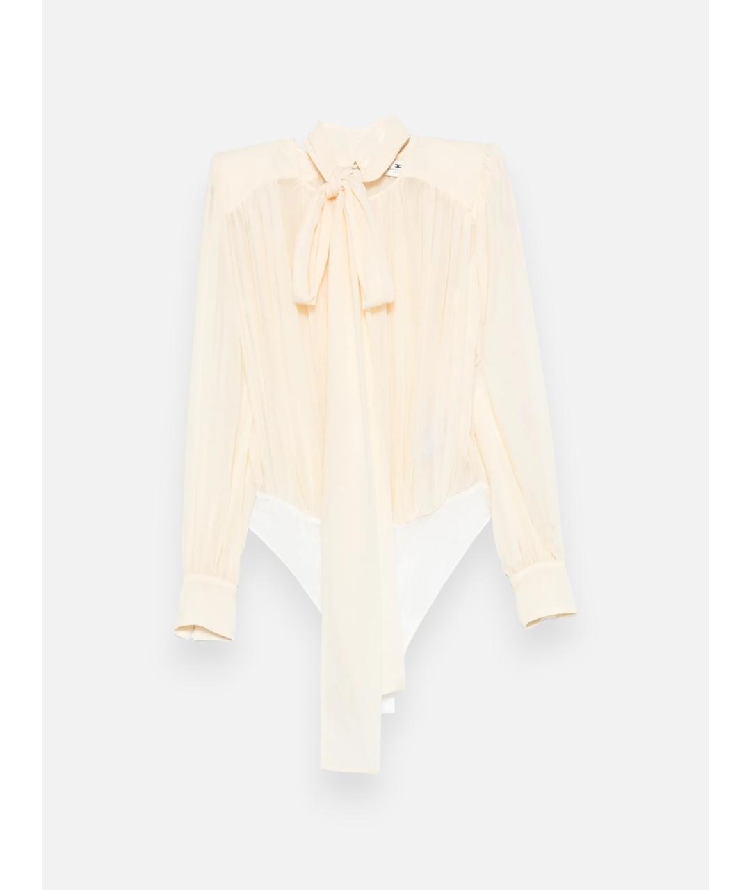 ELISABETTA FRANCHI Бежевая шелковая блузы, фото 7