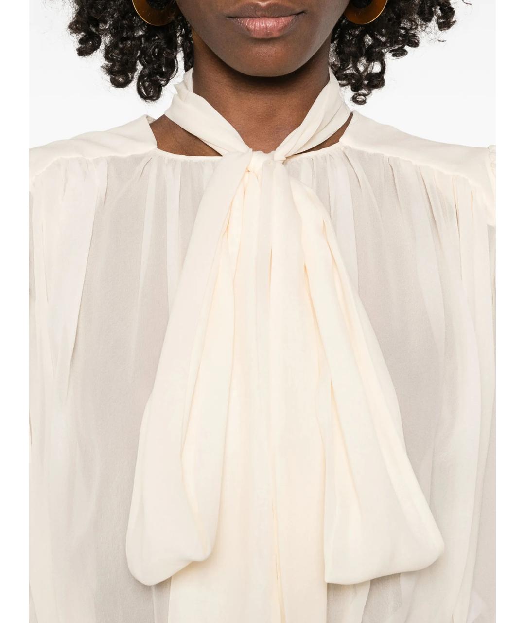 ELISABETTA FRANCHI Бежевая шелковая блузы, фото 6