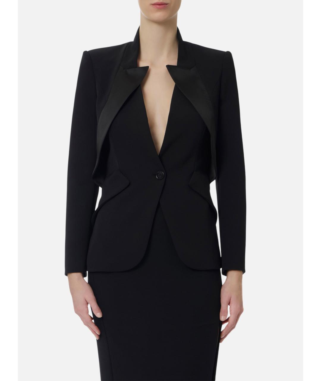 ELISABETTA FRANCHI Черный полиэстеровый жакет/пиджак, фото 4